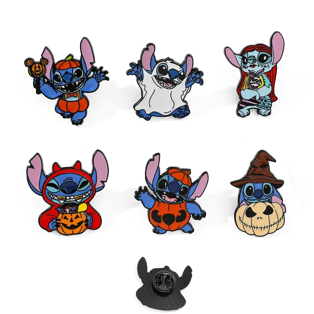 

1-6Pcs Halloween Disney Stitch Enamel Pin Brooches For Women Lapel Pins Badge on Backpack Clothes Accessories Fashion Kids Gifts