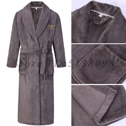 Winter Verdicken Lange Robe Männer Frauen Flanell Nachtwäsche Plus Größe 3XL 4XL Bademantel Kleid Hause Tragen Korallen Fleece Weiche Warme nachtwäsche