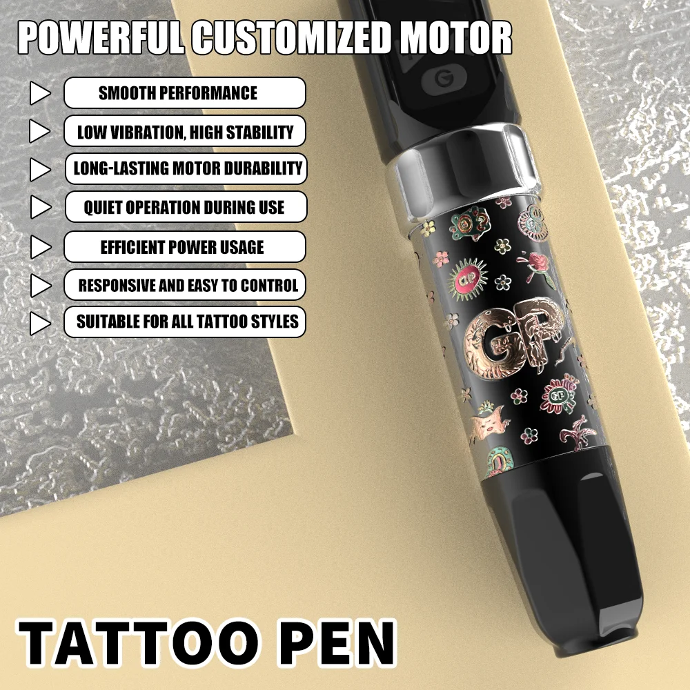 Tattoo Pen Set 1100Mah Integrated Power Supply, Mixed Cartridge Needles, Multi-Color Tattoo Ink, Complete Tattoo Supplies, Suitable for Beginners and Professional Tattoo Artists