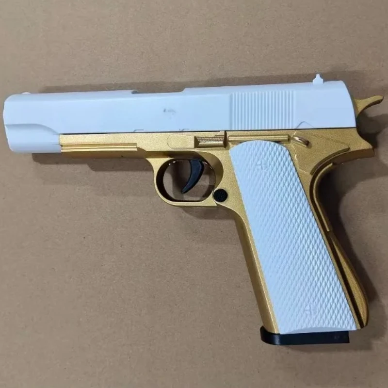2026 New Arrival Pop-Up Ejecting Soft Bullet Toy Gold White M1911 Plastic Model Outdoor Game Play Gift for Boys Kids