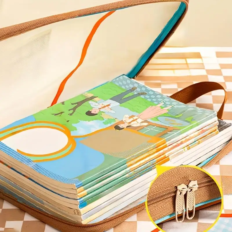 Bolsa para carpetas de archivos con cremallera de malla multifuncional, organizador de documentos de papelería escolar, almacenamiento portátil de escritorio para oficina