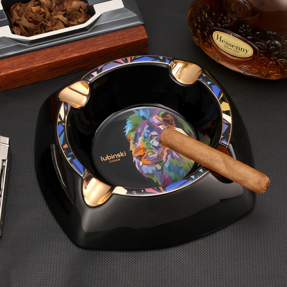 

LUBINSKI Portable Ceramic Cigar Ashtray With Large Diameter For Collecting Cigar Ash Smoking Holder Ashtrays