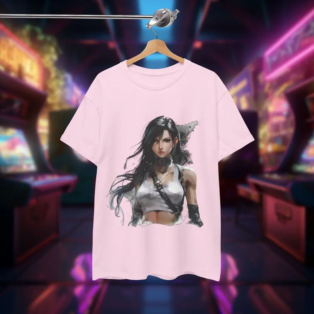 FF7 Fan Gift - Tifa Lockhart Graphic Tee - Retro Gaming Shirt 100% cotton