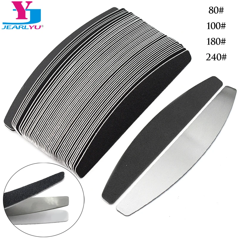 

50/100Pcs Professional Replaceable Nail Files Grey Black Sandpaper Files 80 100 180 240 Grit With Metal Handle Nails Accessories