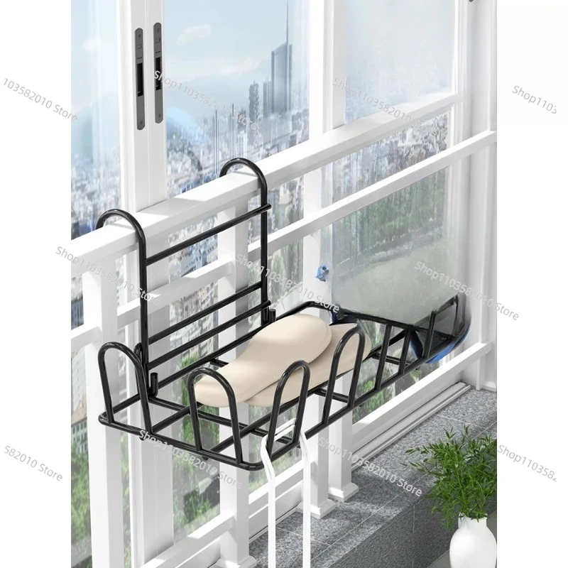 

No Drill Telescopic Clothes Drying Rack for Anti-Theft Window, Adjustable Guardrail Laundry Hanger, Balcony Drying Rod