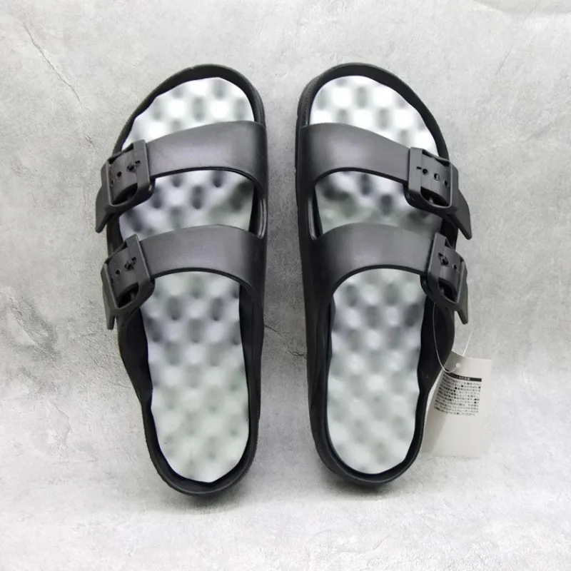 Men's Comfortable Slippers 2023 Summer EVA Beach Casual Anti Slip Fashion Green Labe Double Strape Adjustable Massage Sandals