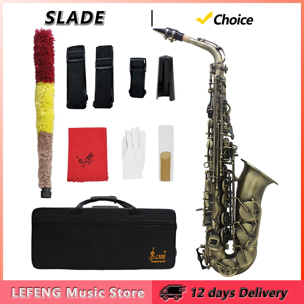 SLADE Alto Saxophone Brass Body Eb Sax Bronze Saxofone with Case Reeds Gloves Parts & Accessories Woodwind Instrument