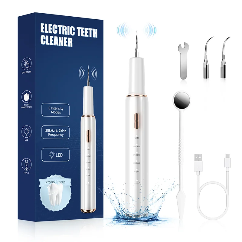 

2025 New Design Teeth Stain Plaque Remover Dental Scaler Portable Waterproof Electric Tooth Cleaner for Home Oral Care T5
