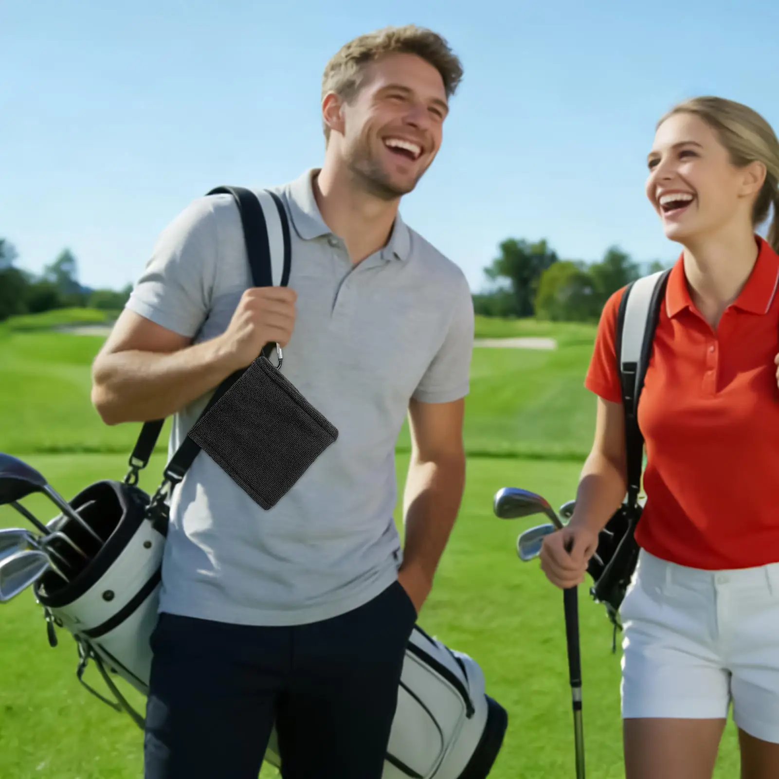 

Microfiber Golf Towel Club Cleaning Accessories with Carabiner Clip Golf Club Towel for Men Women Father Dad Husband Him