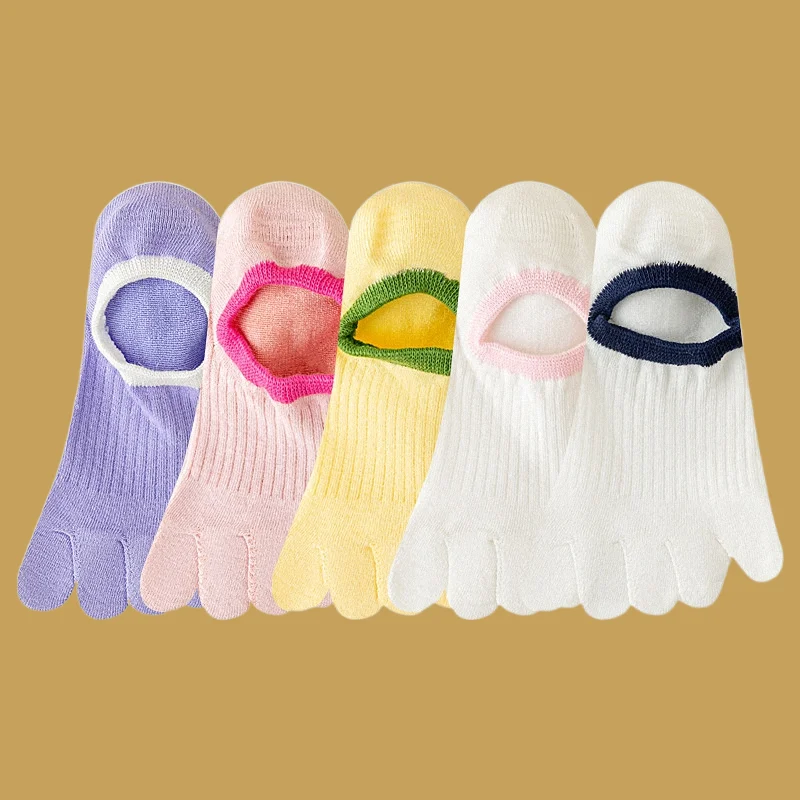 

5/10 Pairs Breathable Sweat-absorbent Split-toe Shallow Invisible Women's Socks Women's Boat Socks Summer Thin Cotton Socks