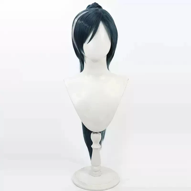 

NewGenshin Impact Kaeya Косплей Парик 90 см Длинный Прямой Смешанный Синий Хвост Cos Парик Термостойкий С Бесплатной Парик Cap2025