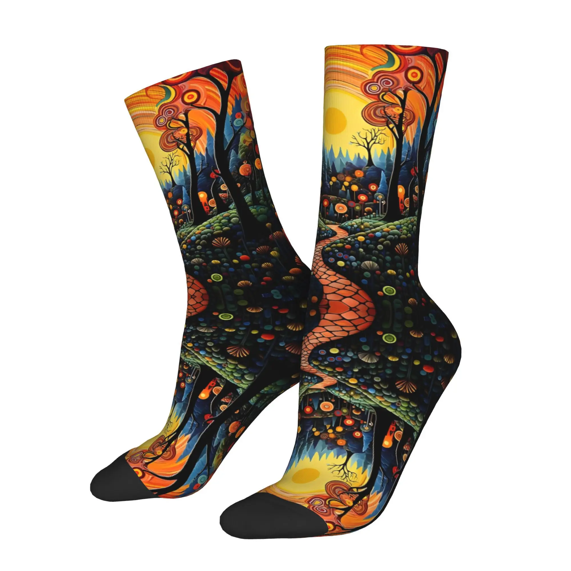 

Hypnotic Autumn Forest With Idyllic Shire Print Men Unisex Cycling Windproof Outdoor Hip Hop Running Hiking Warm Mid-calf Sock