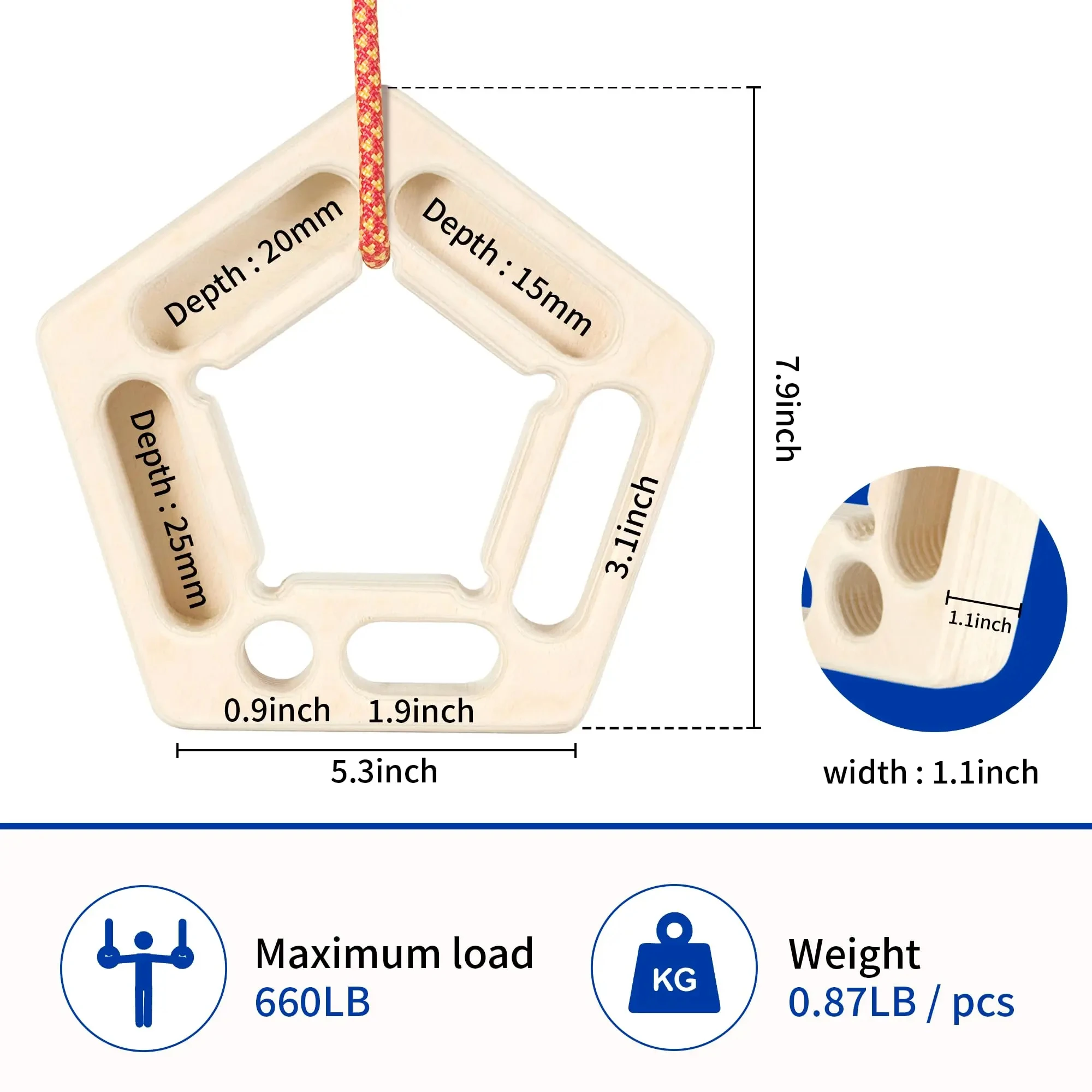 Finger Strengthen Climbing Board Pull-Ups Weight Hang Trainer Portable Tool Grip Forearm Strengthener Exercise image 2