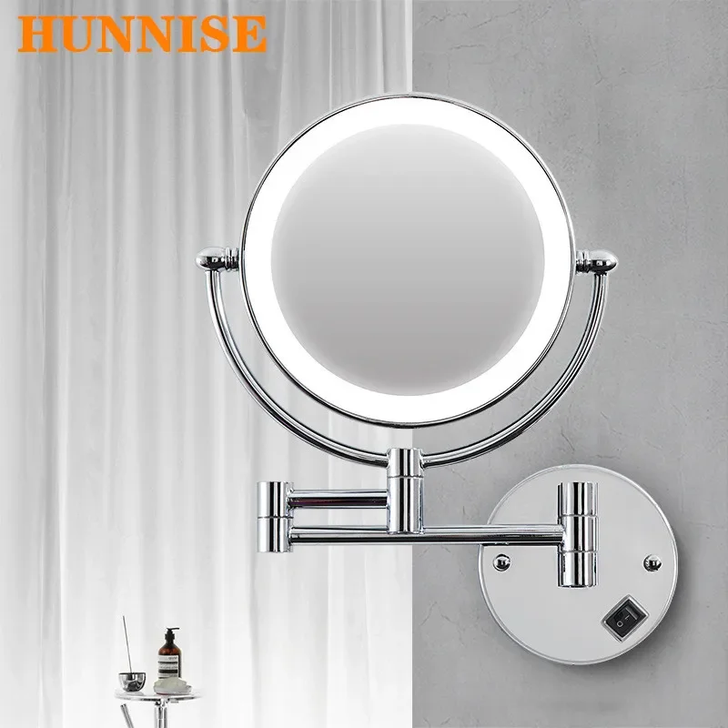 

Wall Mount Led Lighting Makeup Vanity Mirror 8 Inch 1X/10X Magnifying Bathroom Mirror Quality Folding LED Bathroom Mirrors