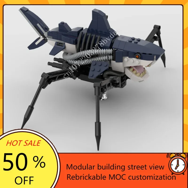 

380PCS MOC City Animal Junji Ito`s GYO shark Zoo Cute Pet Accessories Home Technical DIY Friends Christmas Birthday Toy Gift