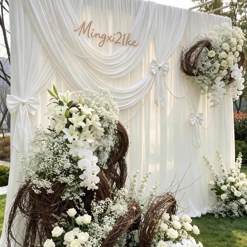 10meter Elastic Milk Silk Draping Fabric Multiple Sizes Cloth for Wedding Ceremony Bridal Business Event Backdrop Curtain