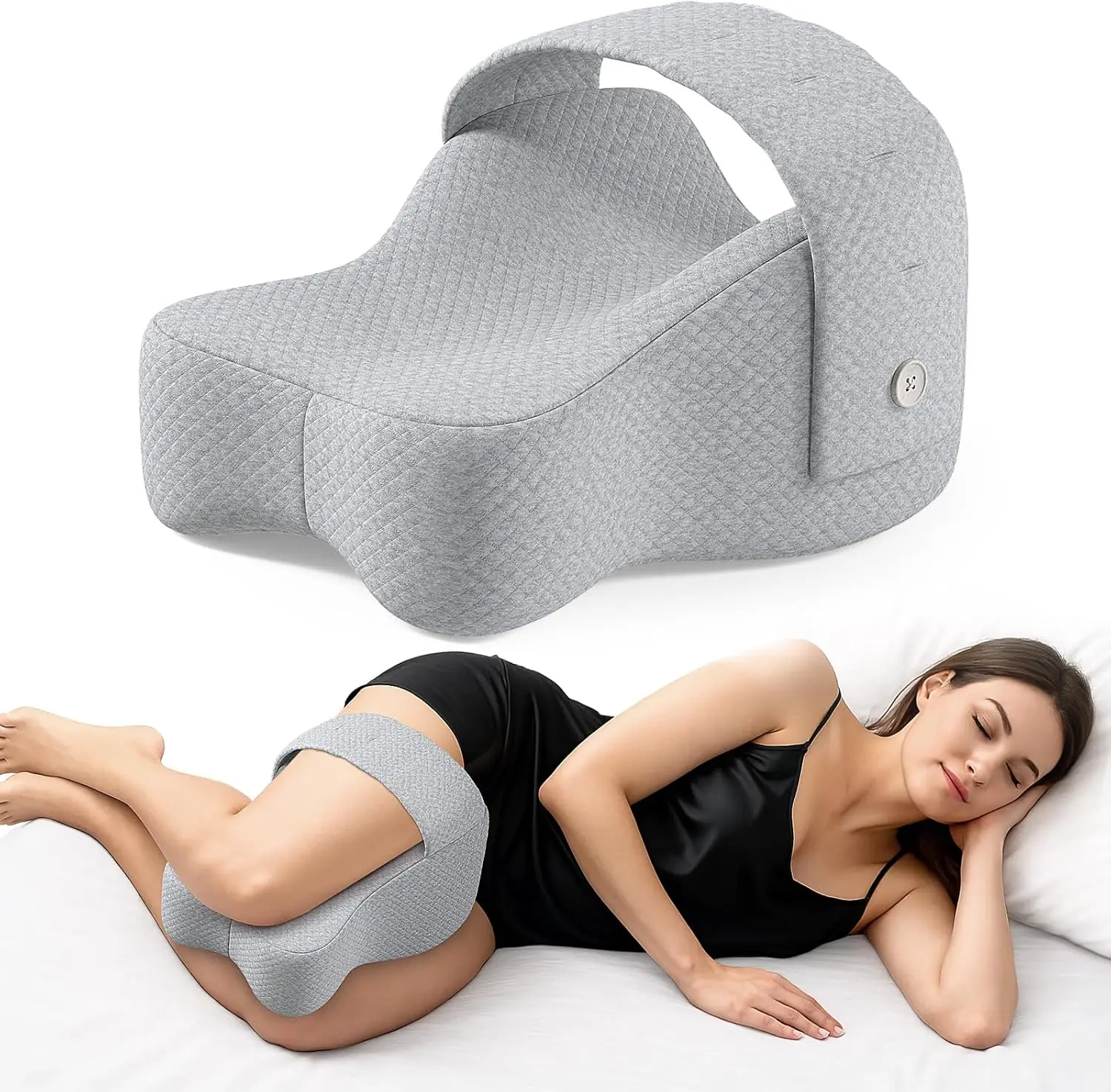 

Comfortable Memory Foam Knee Pillow for Side Sleepers Adjustable Strap for Sciatica Relief Function Pillows Positioners