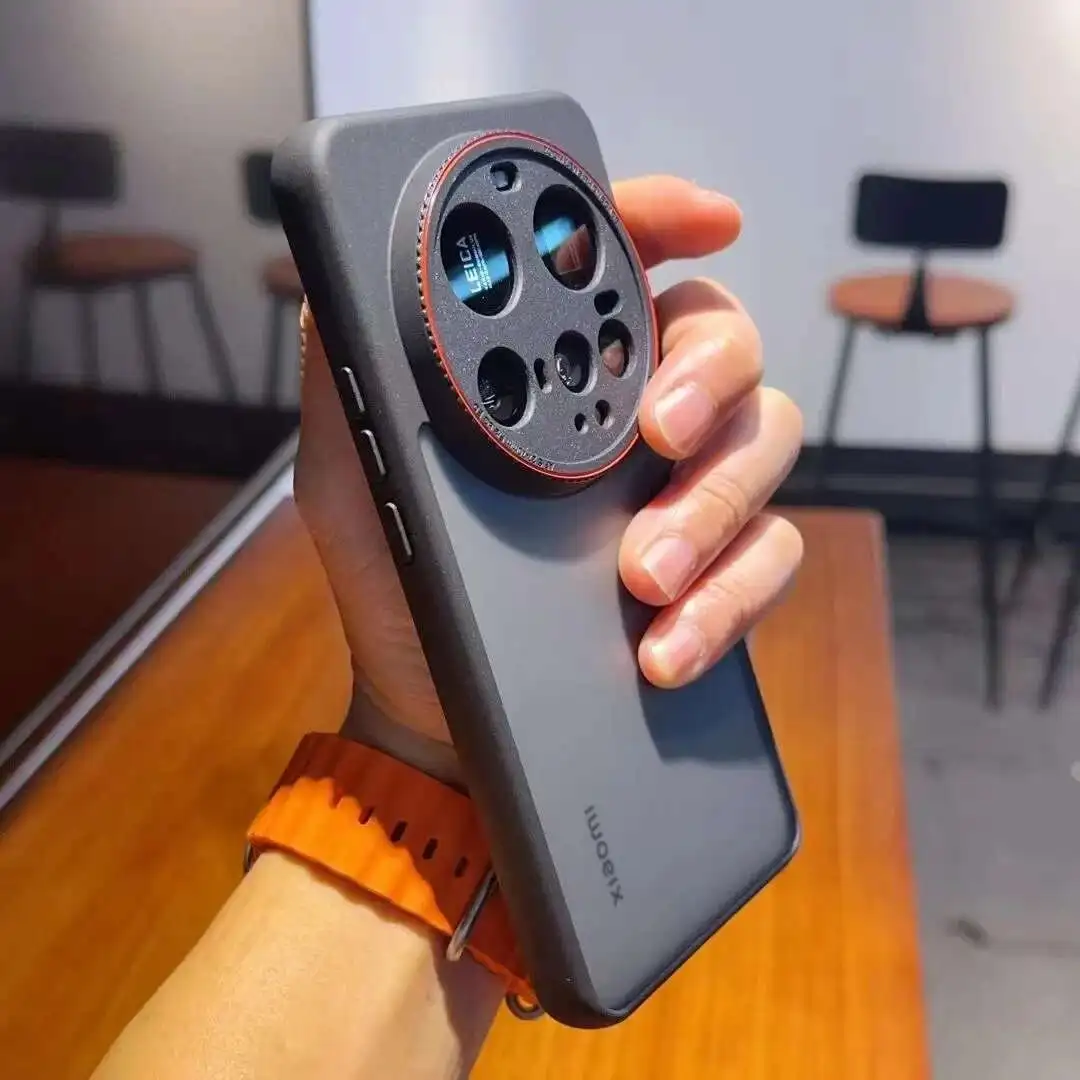 حافظة لهاتف Xiaomi 15 Ultra حافظة فاخرة بإطار عدسة أحمر غير لامع غطاء خلفي لهاتف Xiaomi MI 15 Ultra ممتص للصدمات MI15Ultra Funda