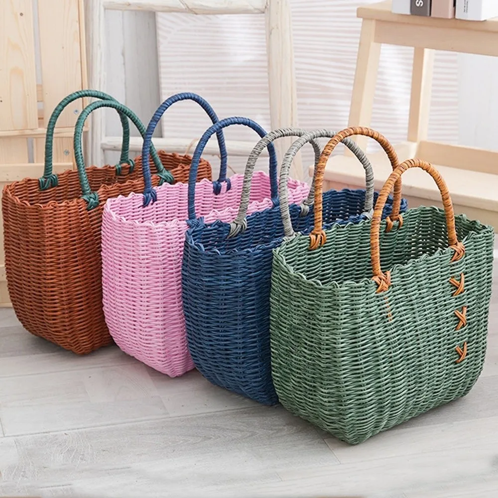 

High Quality Handwoven Handle Basket Portable Handmade Picnic Basket Multifunctional Storage Basket