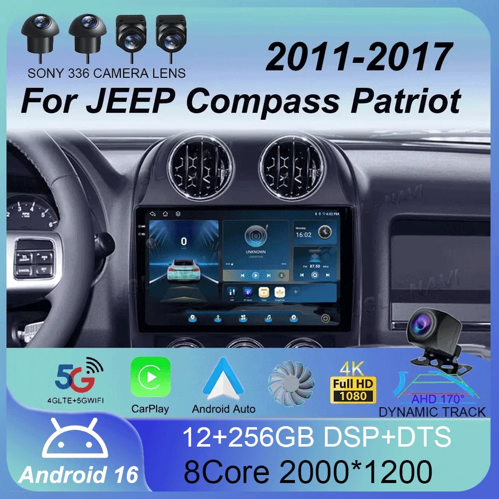 

Car Radio For Jeep Compass Patriot 2010 - 2016 Autoradio Stereo 2 Din Player GPS Navigation Carplay DSP OBD No CD Player