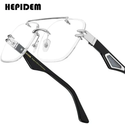 HEPIDEM Buffalo Horn Glasses Men 2025 New Luxury Brand Design Rimless Frameless Big Oversize Square Buffs Eyeglasses Frame Women