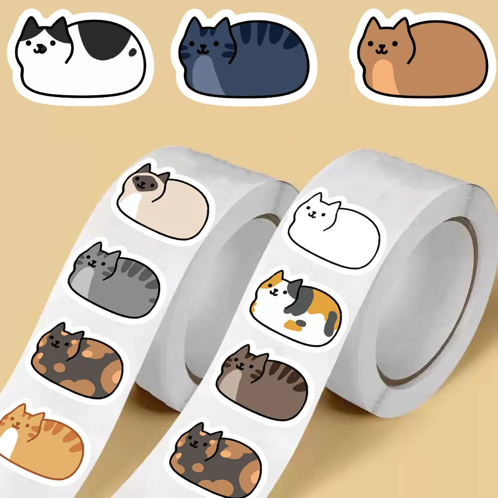 500PCS Kawaii Cartoon Cat Tuo Tuo Roll Stickers Skateboard Laptop Luggage Skateboard Phone Gift Waterproof Phone Cute Sticker ﻿ view 6