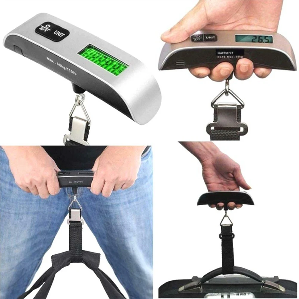 LCD Digital Hanging Scale Luggage Suitcase Baggage Weight Scales with Belt for Electronic Weight Tool 50Kg/110Lb, Black
