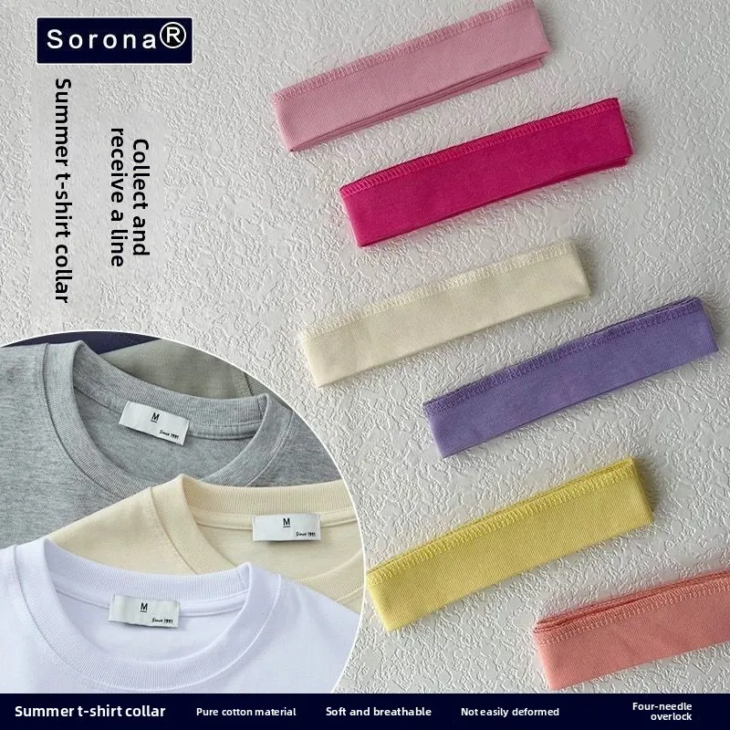T-Shirt-Ausschnitt, Gewindezubehör, Sommer-Kurzarm-T-Shirt, T-Kragen, Saum, gerippte Bündchen, Ersatz, universell