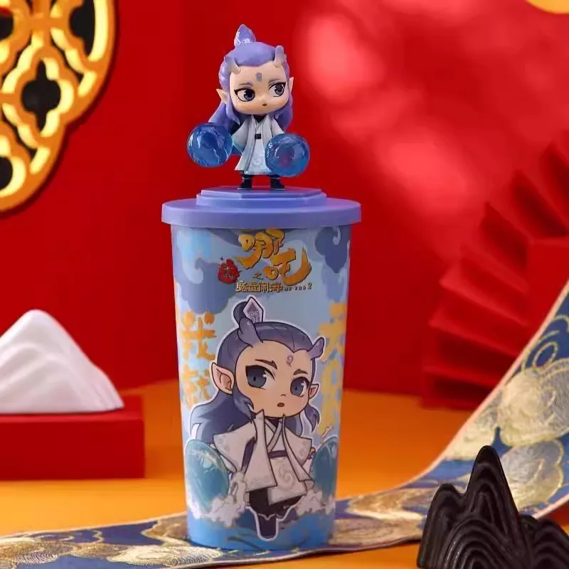 Ne Zha 2 Obrotowy Topper Cup Figurka anime Ne Zha Aobing Taiyi Figurka akcji Zabawki dla dzieci Prezenty Model kolekcjonerski Ozdoby