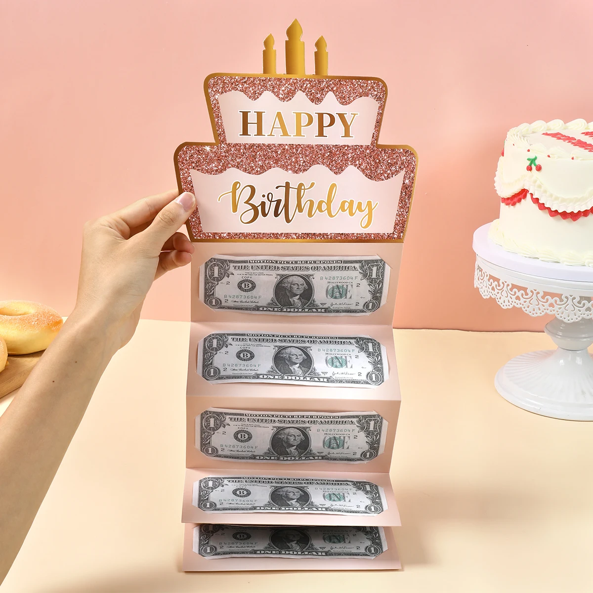 Geburtstagsgeschenk-Geldbörse mit Grußkarte, Kreative Geburtstags-Faltbare Geldumschläge, Roter Umschlag für Kinder – Detail 9