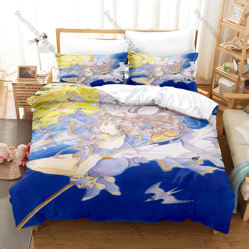 Ah! My Goddess Belldandy Three Heaven Goddess Campus Retro Fantasy Romance Anime 3D Print Duvet Cover + 2 Pillowcases Gentle