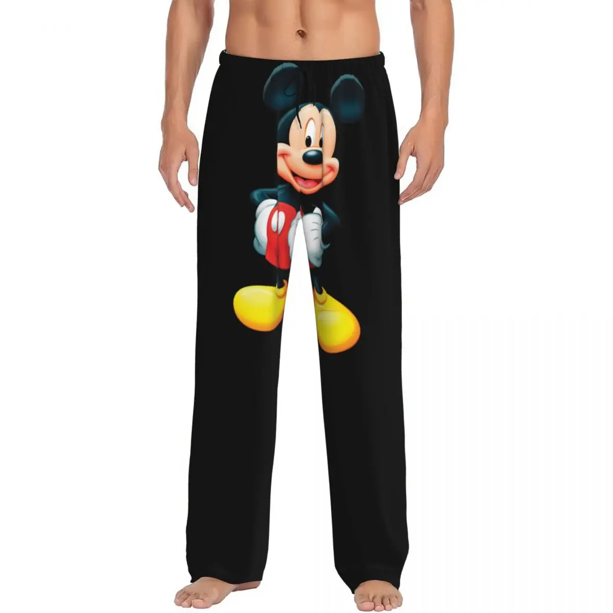 Pantalones de pijama con estampado personalizado de Mickey Mouse y Minnie de Disney para hombre, ropa de dormir con bolsillos