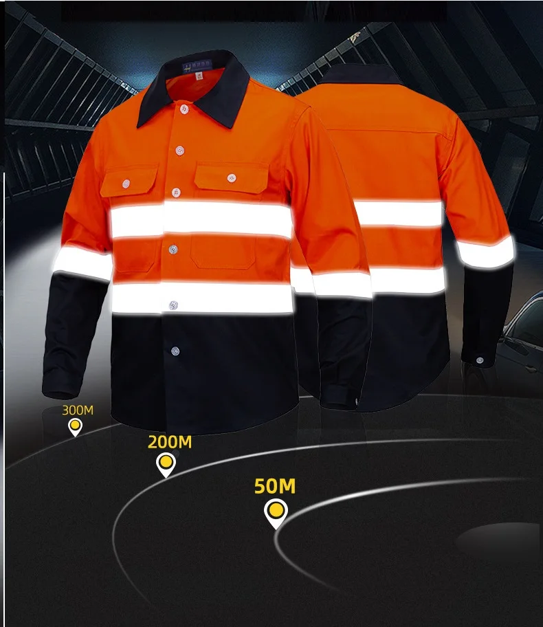 Zomer Katoenen Werkkleding Hi Vis Kolen Mijnwerker Reflecterende Veiligheid Werkuniformen Porter Werknemer Coverall Elektrische Werkpak 5x