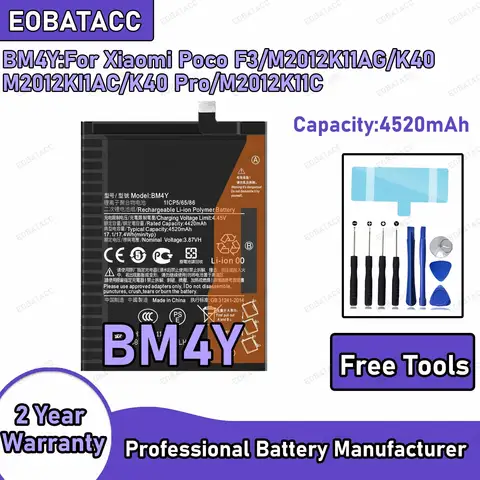 4520mAh BM4Y Replacement Battery for Xiaomi Poco F3/M2012K11AG/K40 Repair Tools Kit