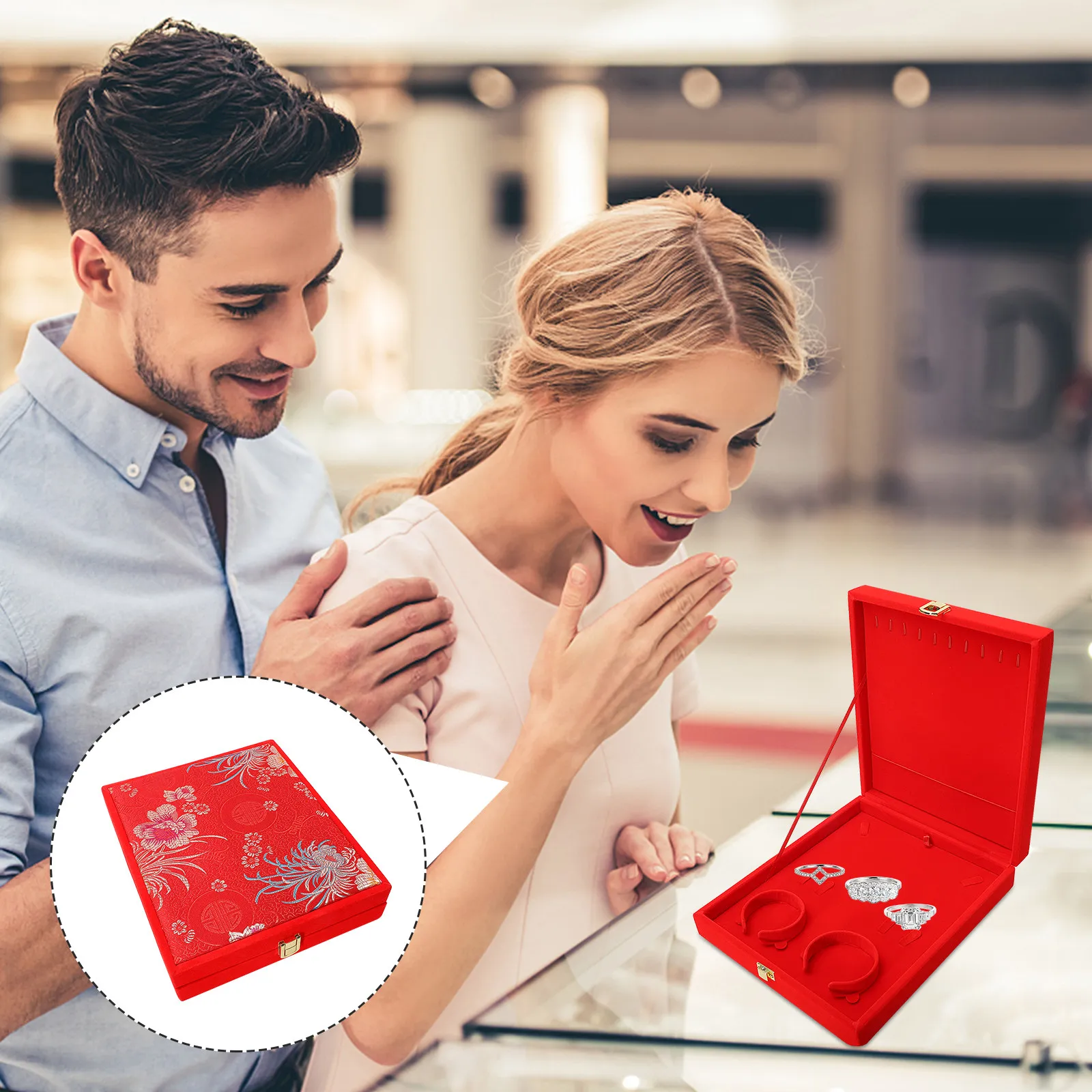 

1 шт. шкатулка для украшений в китайском стиле, изысканный деревянный футляр для хранения, органайзер для ожерелий, колец, браслетов, шкатулка для ювелирных изделий