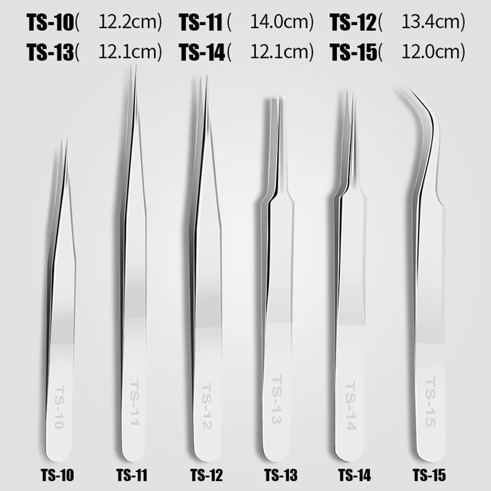 2pc Set Eyelash Extension Anti-Static Tweezers Stainless Steel Curved Straight Professional for 3D Volume Eyelash Extension