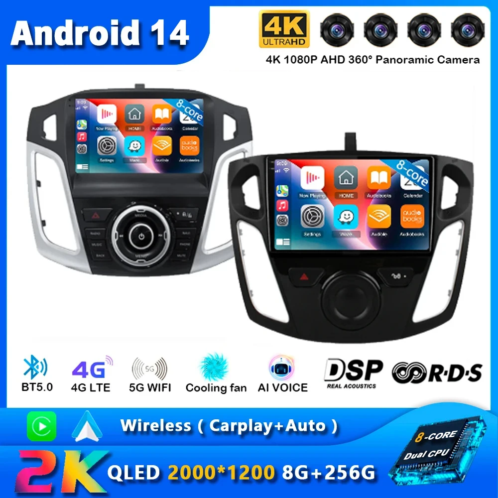 Android 14 Carplay Car Radio Multimedia Video Player For Ford Focus 3 2011-2019 Android Auto Stereo Navigation 2din DVD