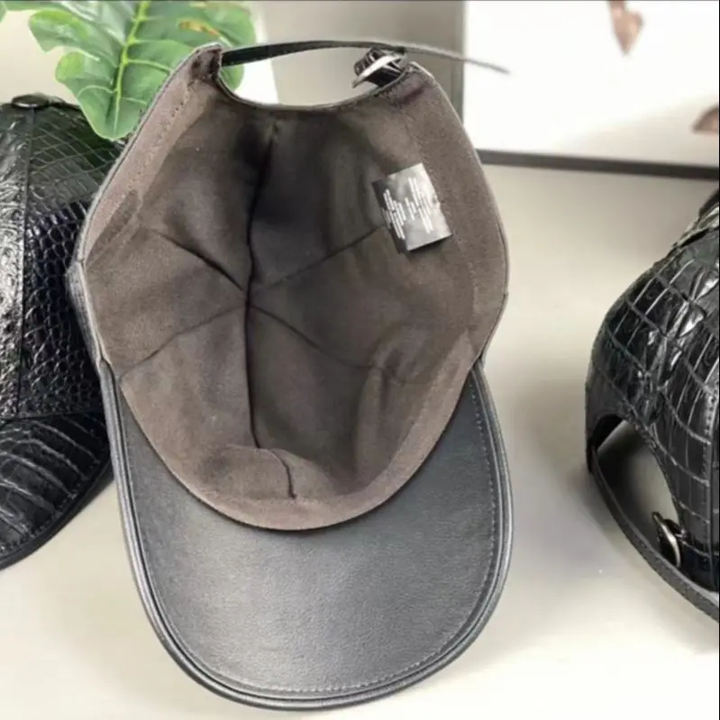 2023 New Luxury Crocodile Leather Men\'s Cap Genuine Leather Fashion Sun hat For Man 50