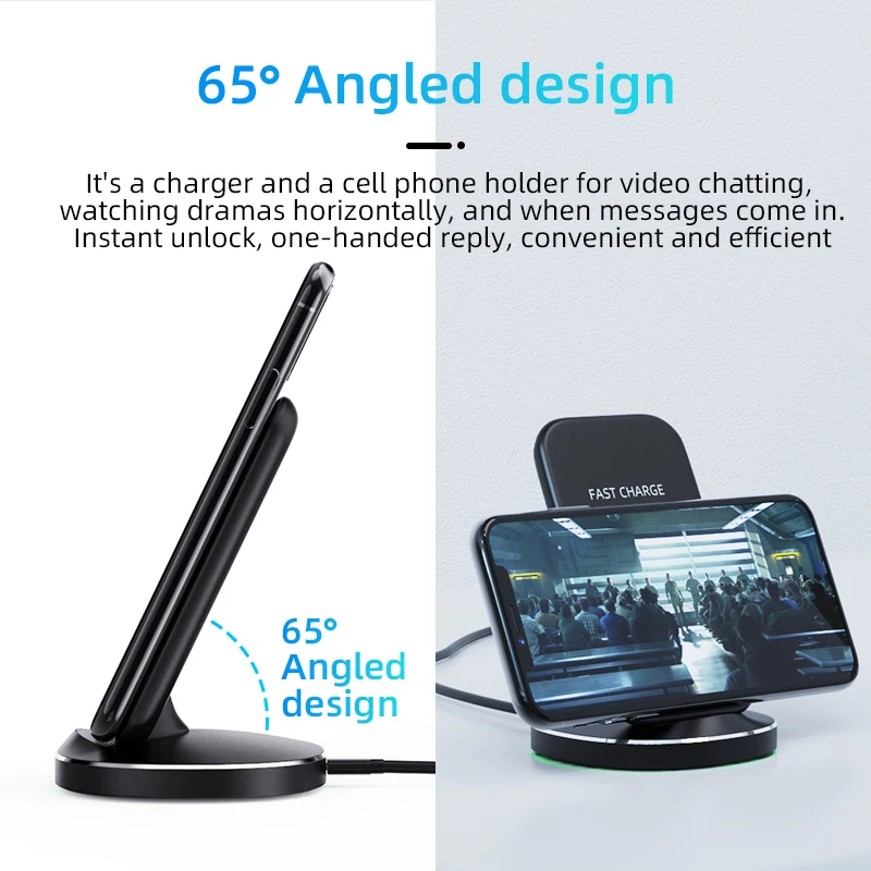 QI wireless charger mobile phone holder 10W fast charger base for iPhone Samsung OnePlus Xiaomi Huawei standing type