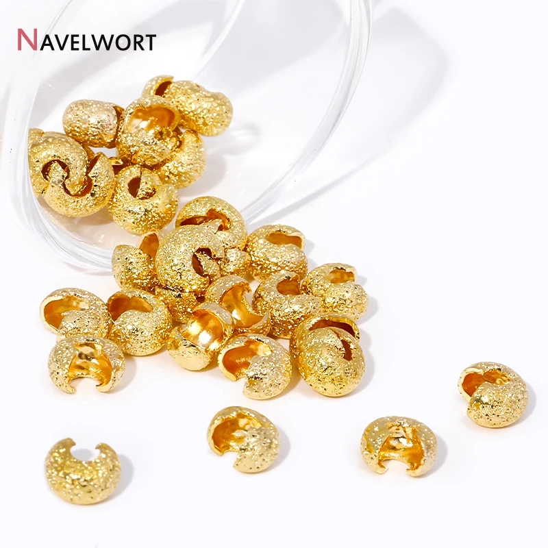 10/20 Teile/los 5mm 14K Gold Überzogene Mattierte Oberfläche Offene Crimp Bead Abdeckung, deckt Crimp End Perlen Stopper Für Schmuck Machen