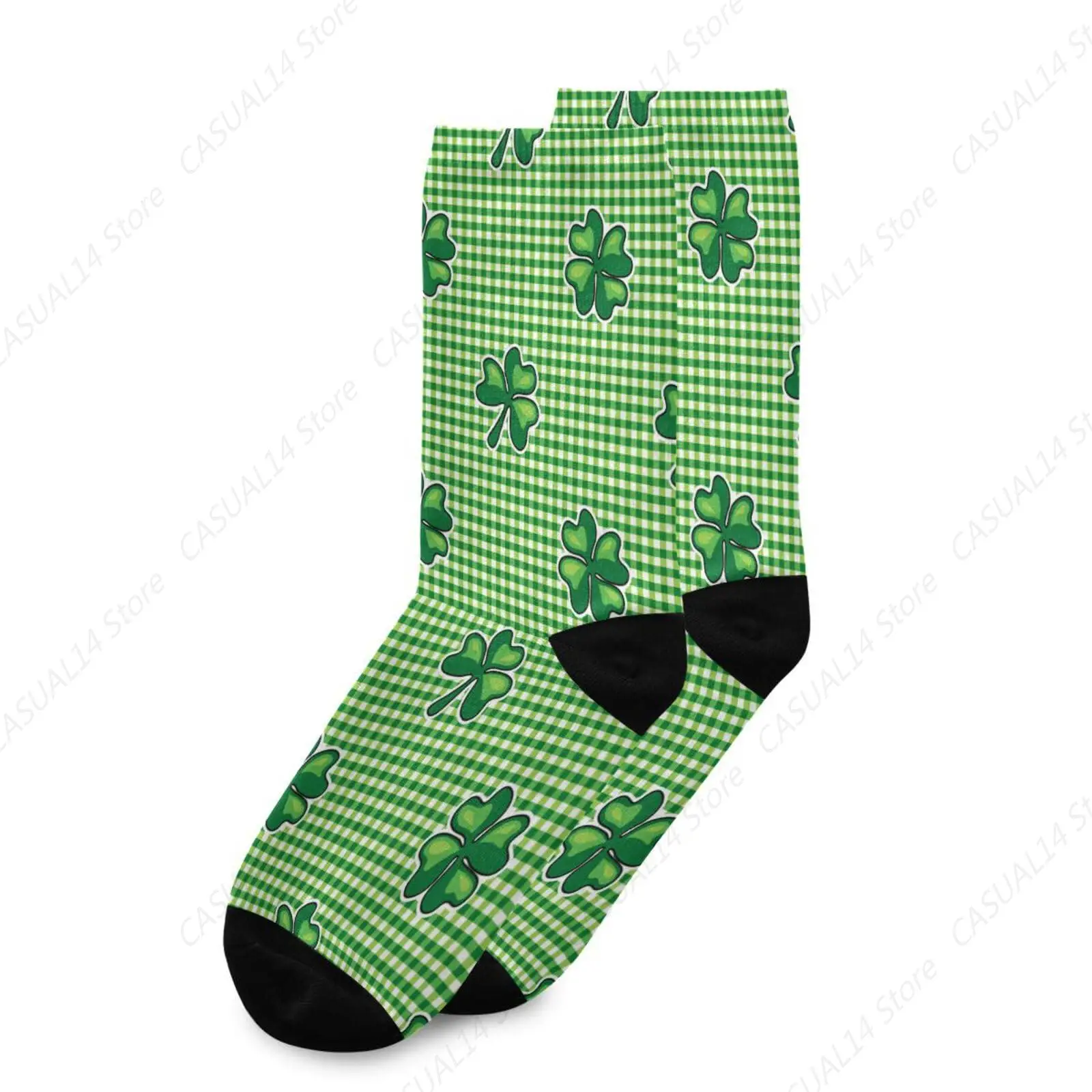 Socks Buffalo Plaid Clover Saint Patricks Day Sport Running Training Compression Sock