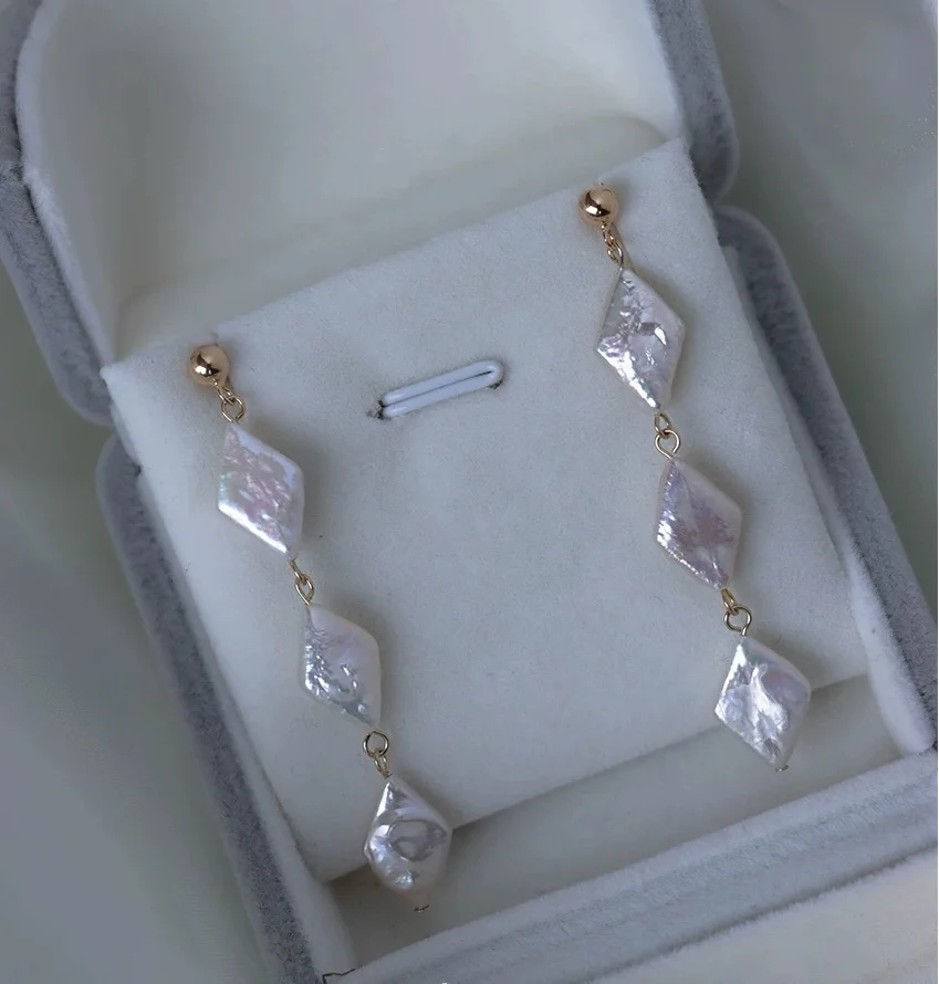 

Natural Pearl Earring 925 Sterling Silver Long Tassel Baroque Irregular Pearl Dangle Earrings for Women Earrings Jewelry