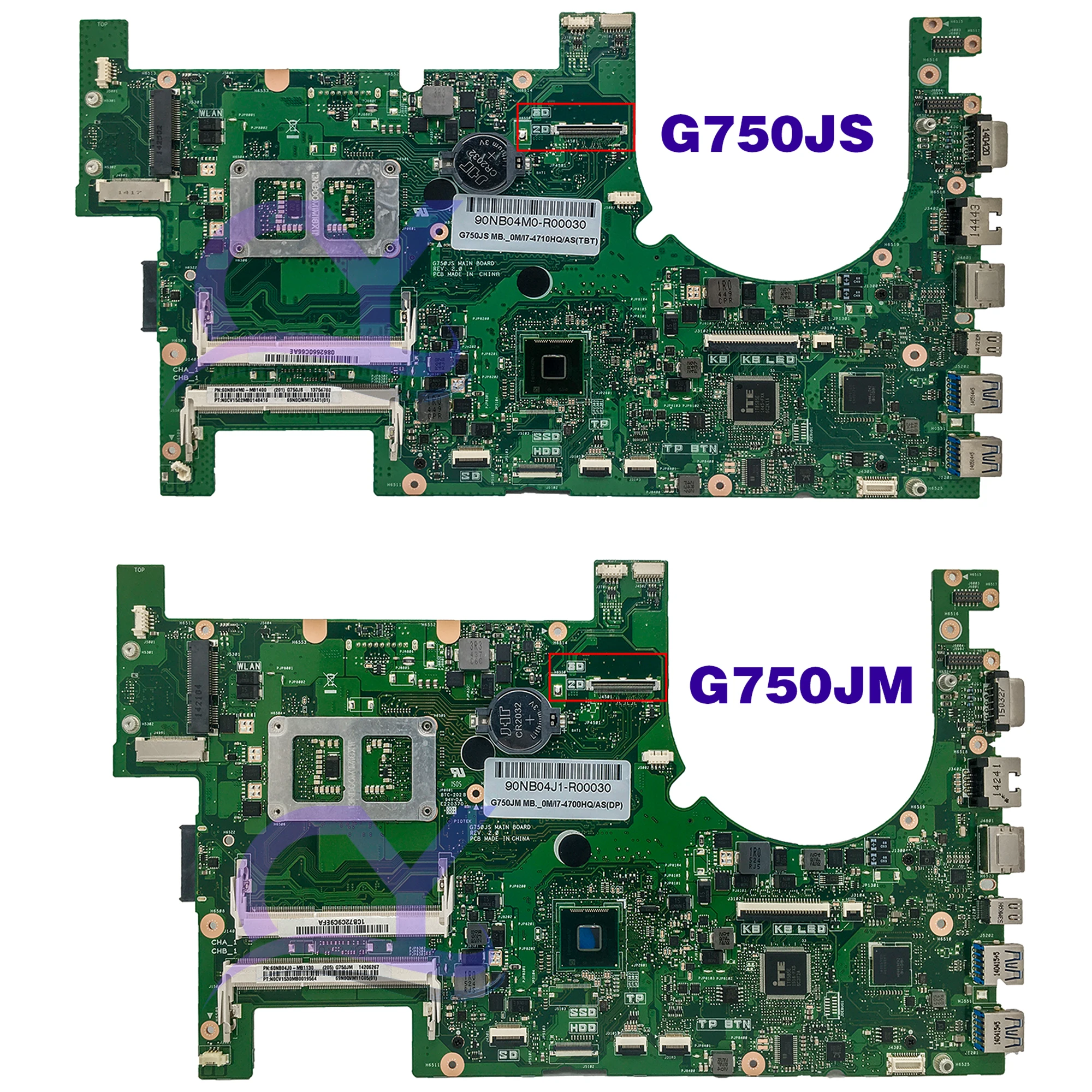 Imagem -05 - Placa-mãe Portátil para Asus G750j Mainboard para Asus G750jya G750jz G750jw G750jx G750jm G750js I74700hq 2d ou 3d-lcd