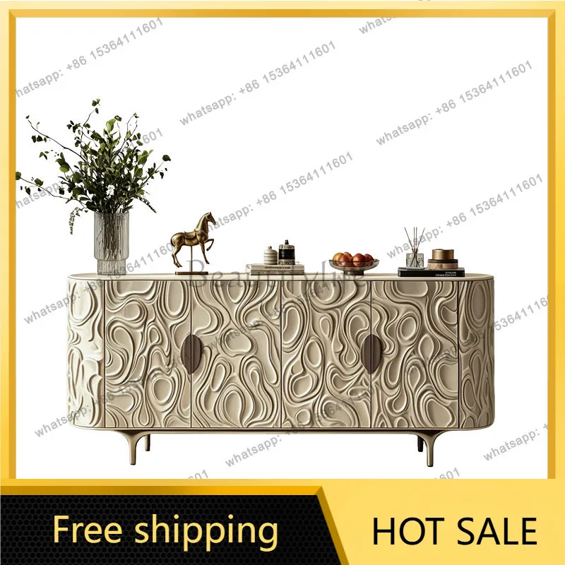 Factory Direct Sales Italian Light Luxury Three-dimensional Relief Side Cabinet Storage Solid Wood Storage Entrance Cabinet