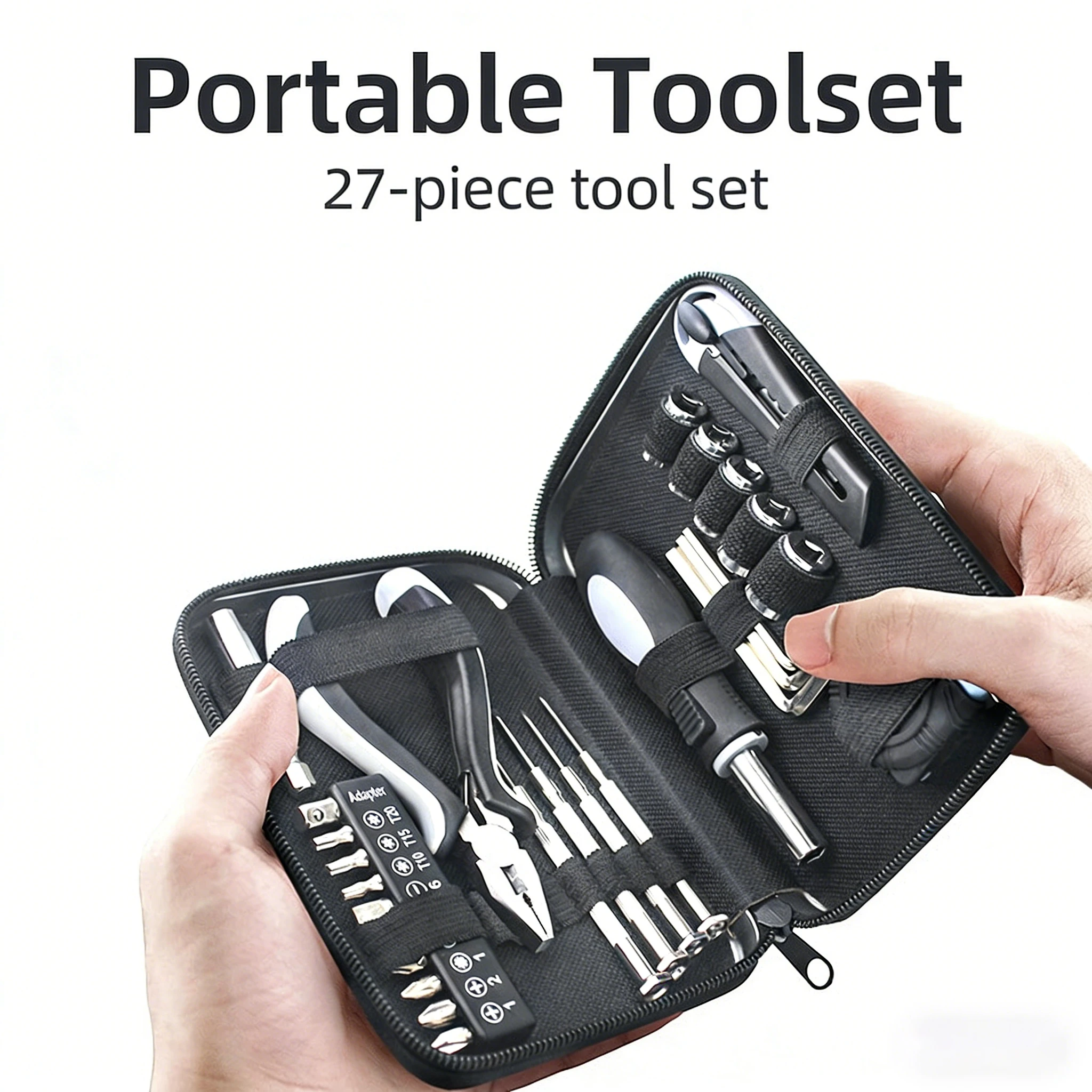 27-Piece Portable Tool Set Household Repair Tool Kit With Screwdriver Set Pliers Tape Measure Utility Knife Socket Set Commute