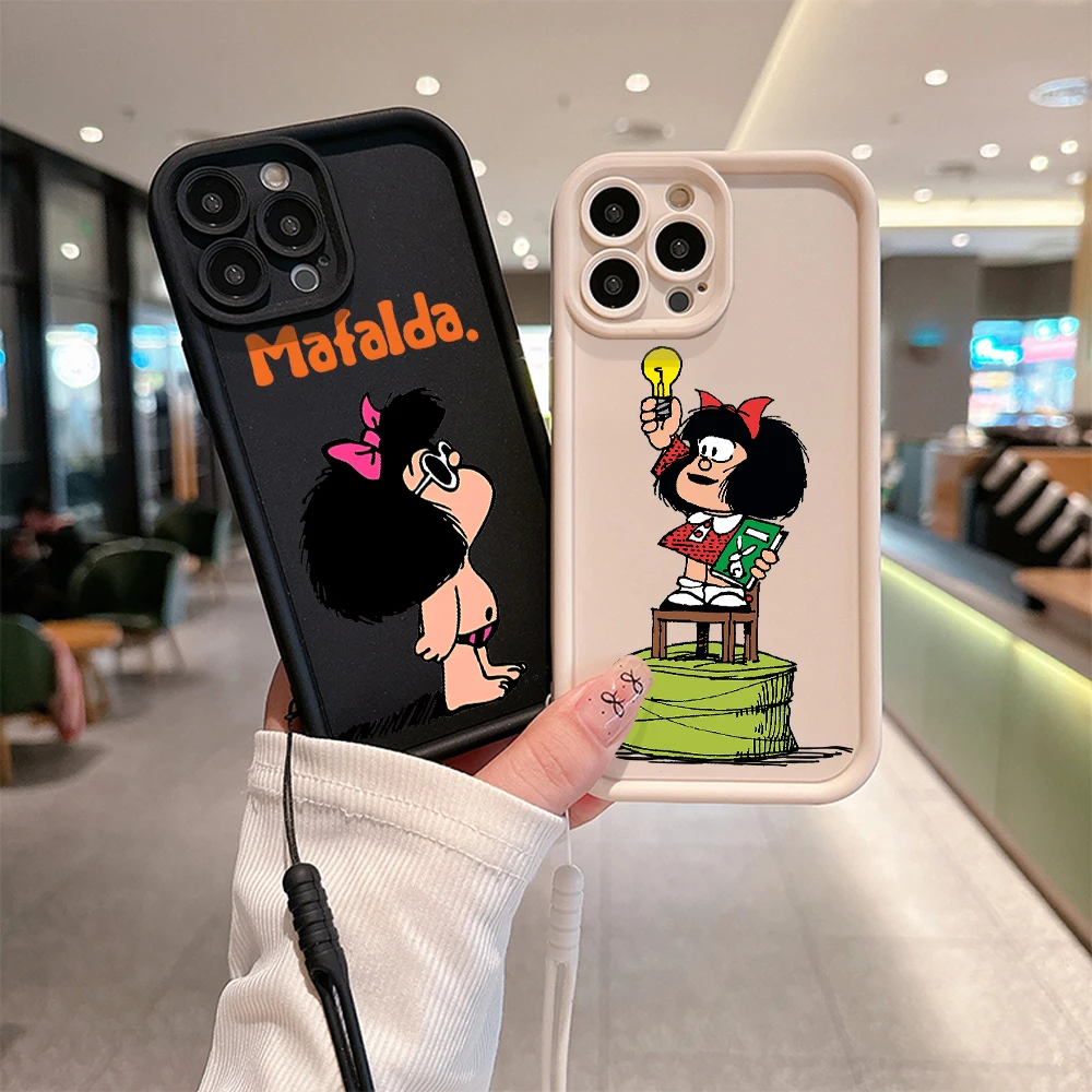 

Cute Little Girl M-Mafaldas Phone Case for Huawei P20 P30 P40 P50 Mate 40 Pro Nova 7 9 10 SE Soft TPU Back Cover With Hand Strap