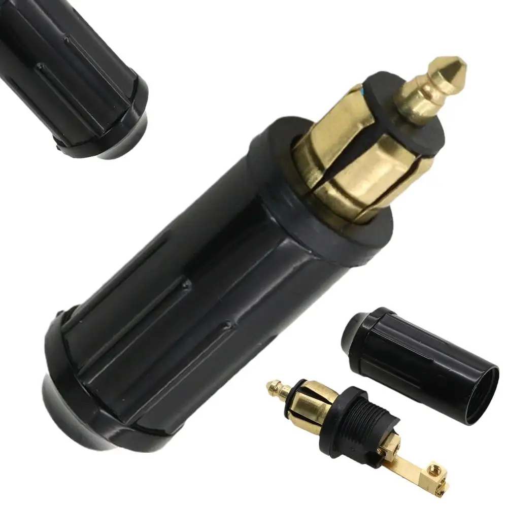 European DIN Male Power Plug Connector 12V 15A Solderless Screw Terminal Powerlet Adapter Plug for Motorcycle BMW Triumph Truck