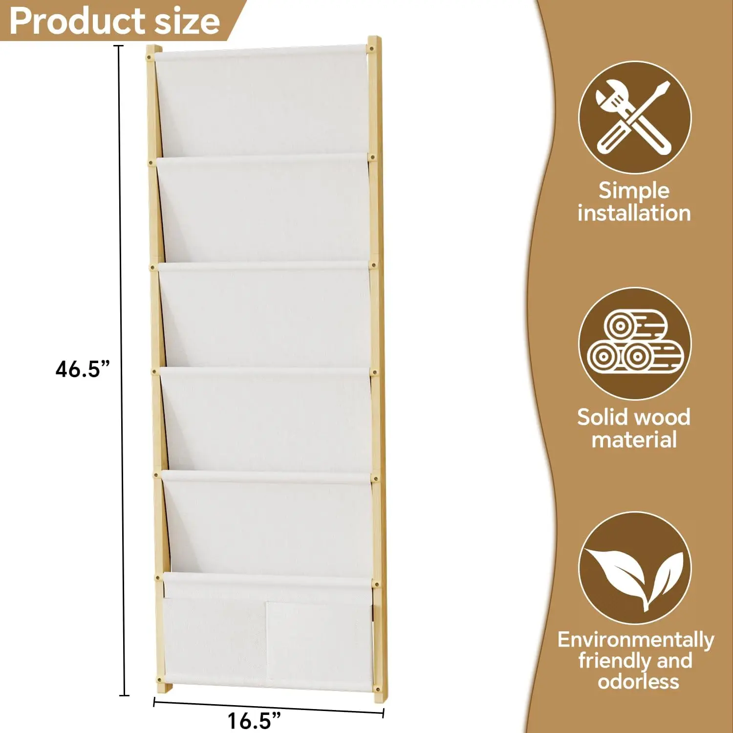 رف كتب عائم على الحائط مكون من 6 طبقات لغرف الأطفال والحضانة والفصول الدراسية - منظم من الخشب الطبيعي #2
