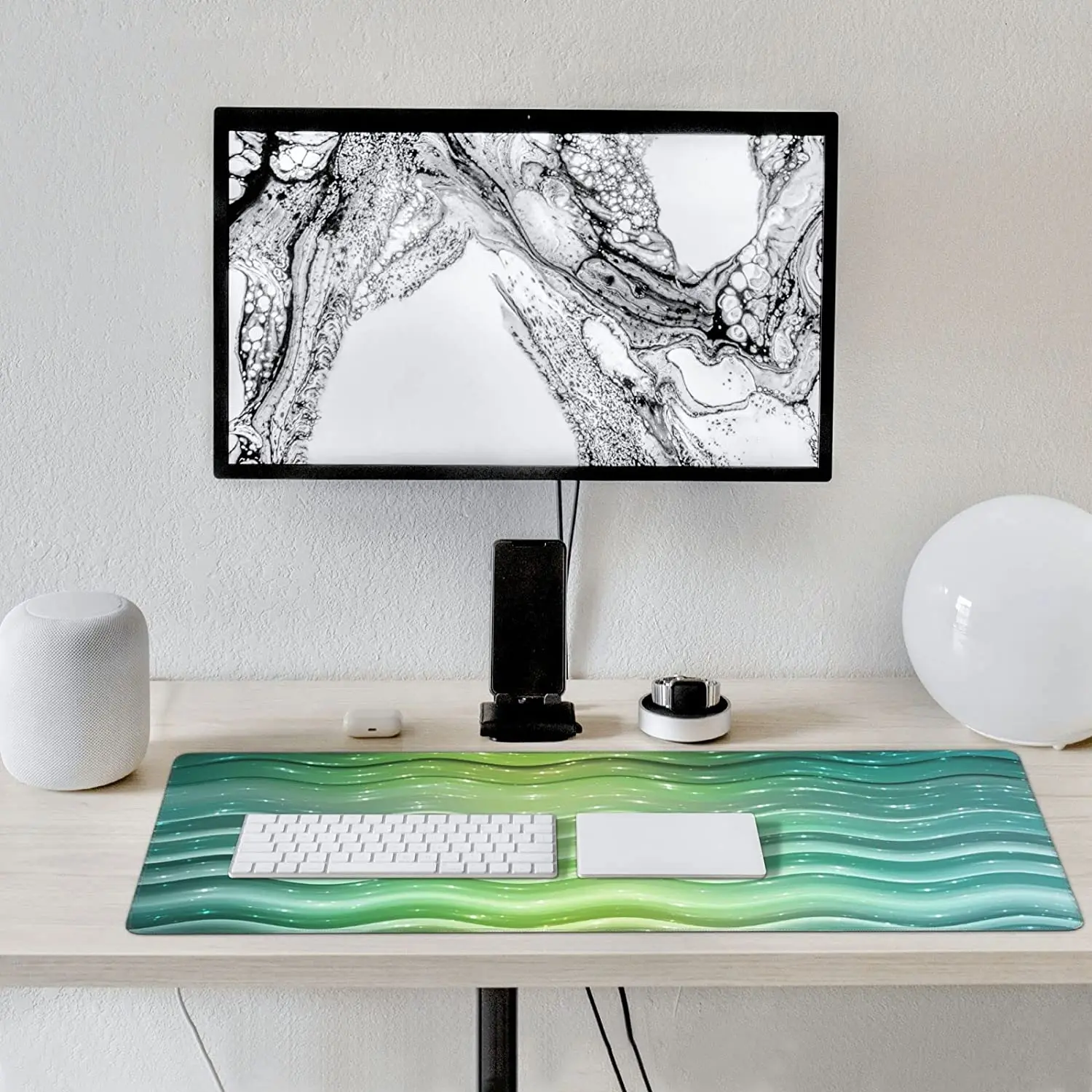 Abstract Waves and Stars Mouse Pad Long Large Gaming Mouse Pad with Stitched Edges Gamer Office Home 35.4 × 15.7 Inches