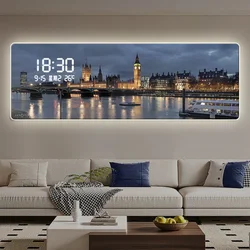 Digital Luxury Wall Clocks Modern Battery Aesthetic Design Wall Watch Calendar Restaurant Silent Horloge Murale Home Decoration